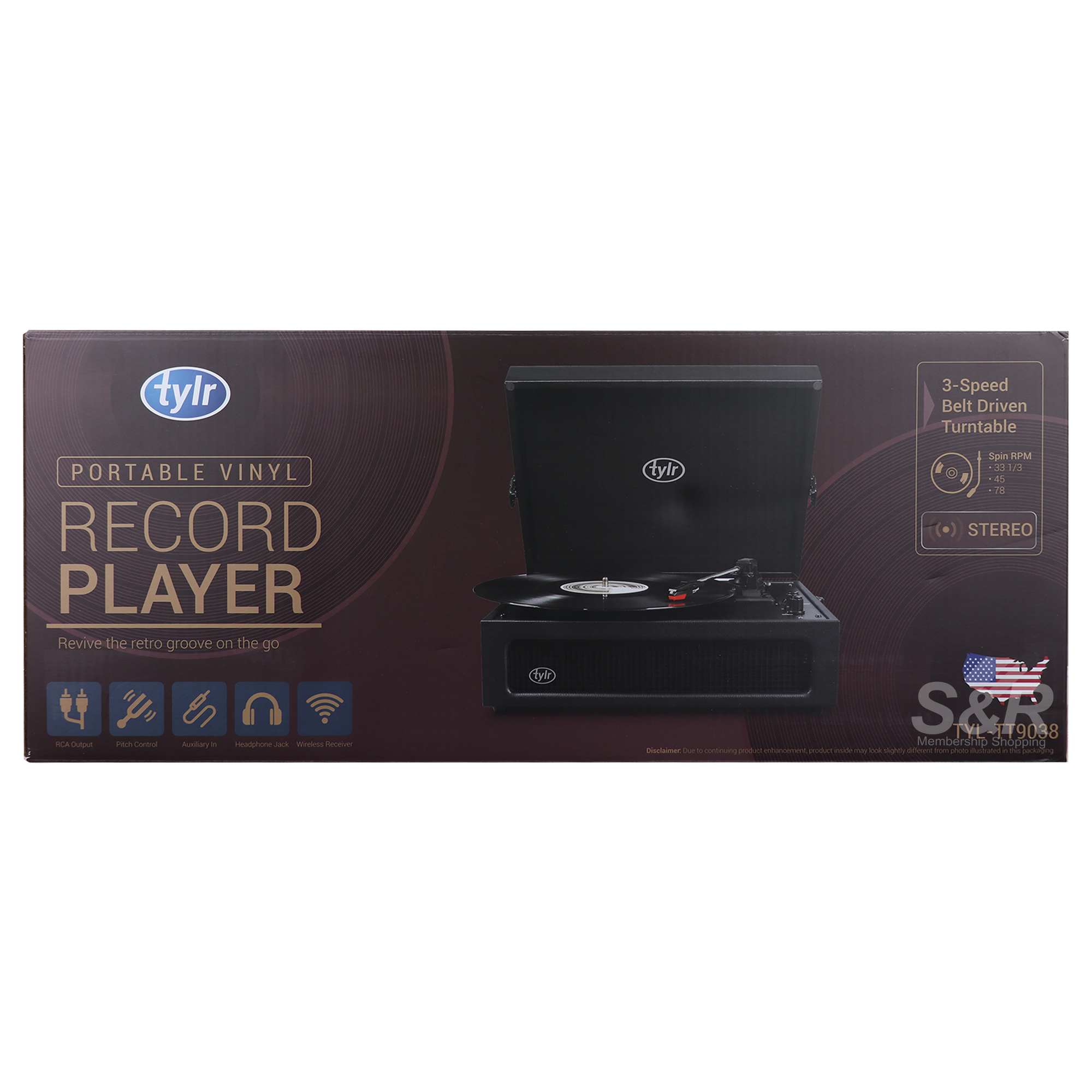 Tylr Portable Vinyl Record Player TYL-TT9038 Tylr Portable Vinyl Record Player TYL-TT9038